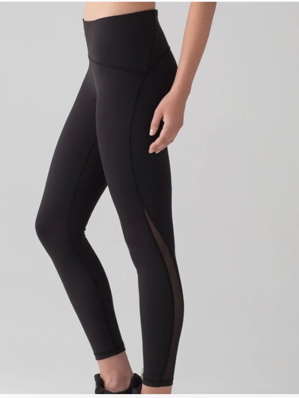 Lululemon Train Times Black Leggings 7/8 Sheer details sz 2 - Picture 2 of 11